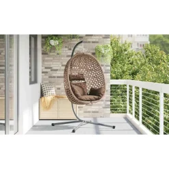 vidaXL Jardín-Silla huevo colgante 104 x 100 x 191 cm ratán sintético