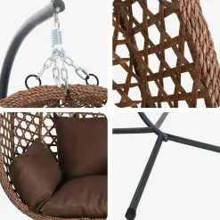 vidaXL Jardín-Silla huevo colgante 104 x 100 x 191 cm ratán sintético