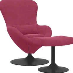 vidaXL Sillas-Silla Huevo con Puff Rojo vino Terciopelo