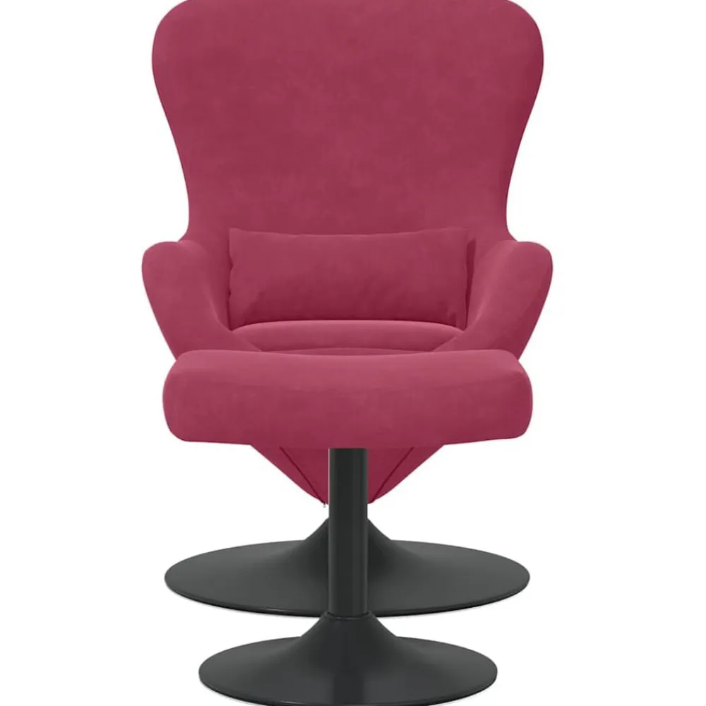 vidaXL Sillas-Silla Huevo con Puff Rojo vino Terciopelo