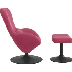 vidaXL Sillas-Silla Huevo con Puff Rojo vino Terciopelo