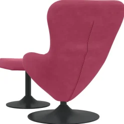 vidaXL Sillas-Silla Huevo con Puff Rojo vino Terciopelo