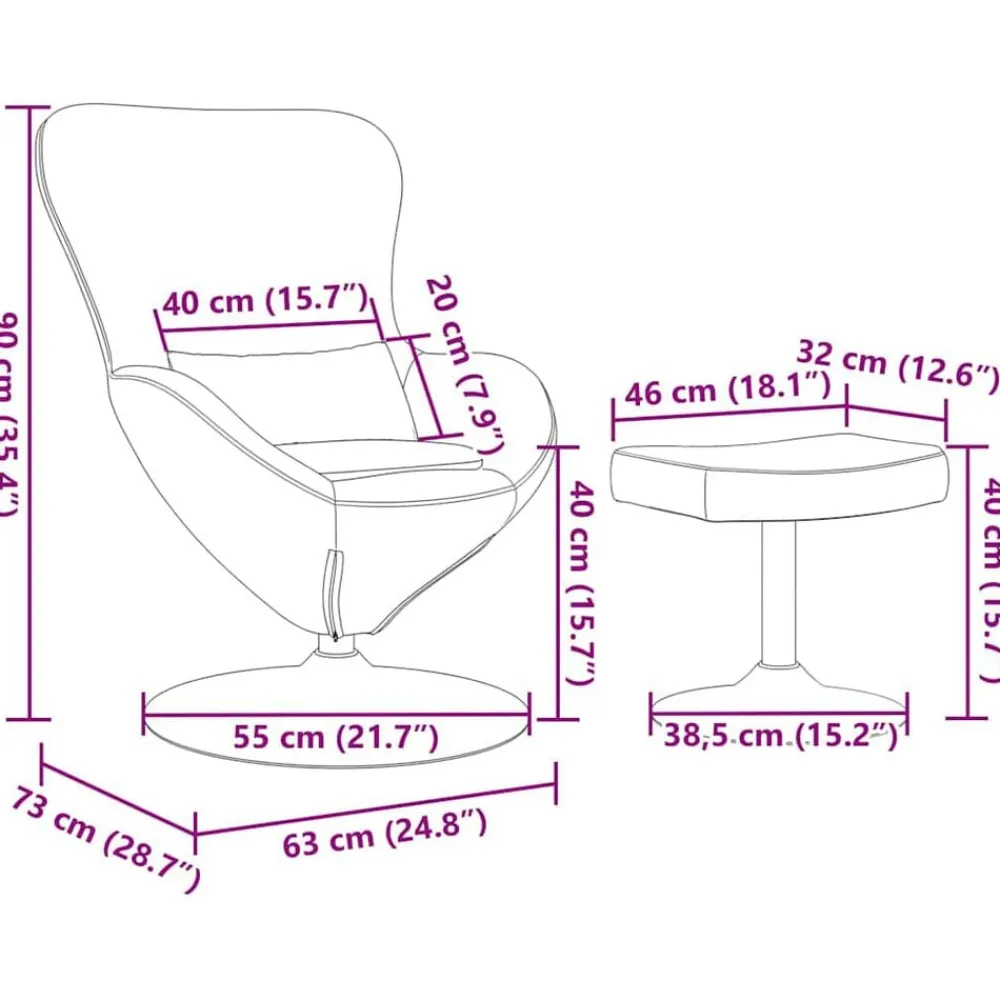 vidaXL Sillas-Silla Huevo con Puff Rojo vino Terciopelo