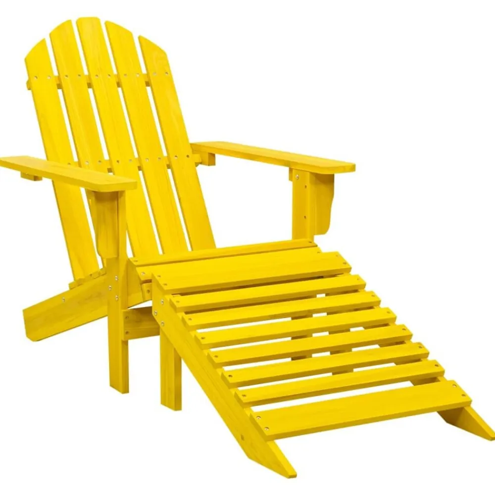vidaXL Silla jardín Adirondack y otomana madera maciza abeto amarilla Amarillo Online