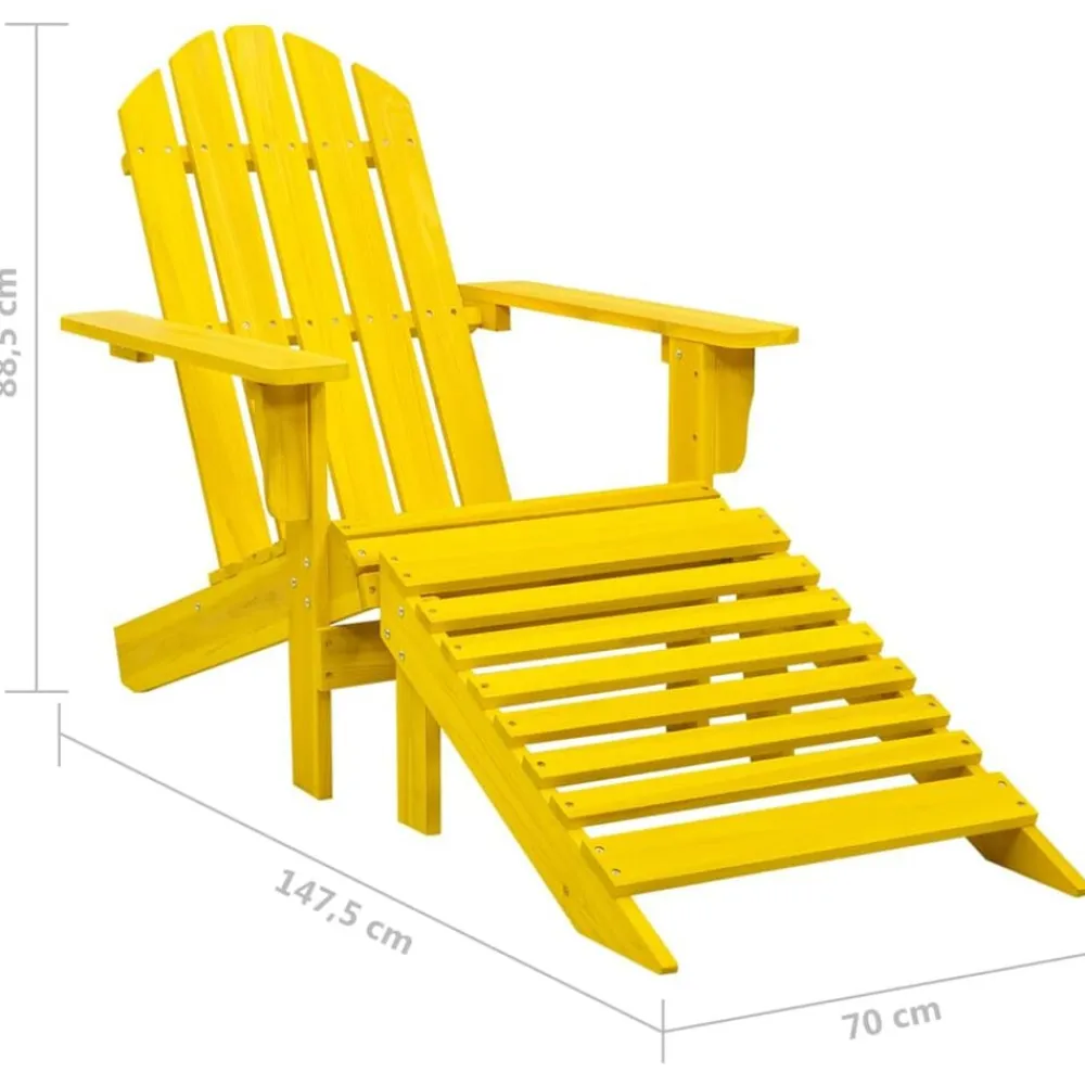 vidaXL Silla jardín Adirondack y otomana madera maciza abeto amarilla Amarillo Online