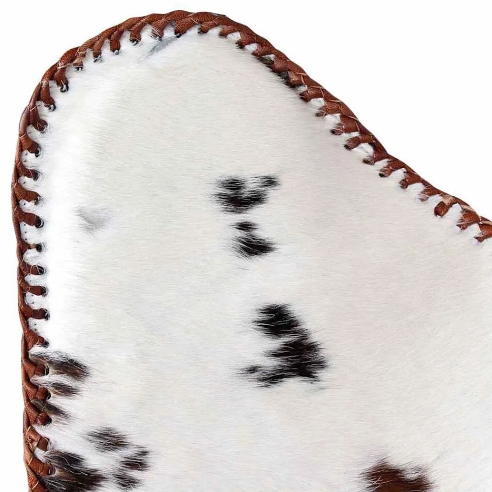 vidaXL Silla mariposa de cuero auténtico marrón y blanco Marrón y blanco Best
