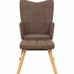 vidaXL Silla mecedora con reposapiés tela marrón Marrón New