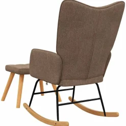 vidaXL Silla mecedora con reposapiés tela marrón Marrón New
