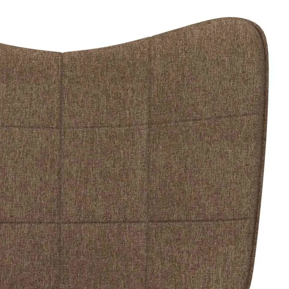 vidaXL Silla mecedora con reposapiés tela marrón Marrón New