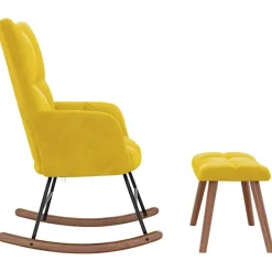 vidaXL Sillas-Silla mecedora con reposapiés tela