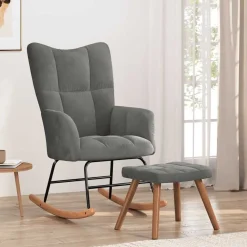 vidaXL Silla mecedora con reposapiés terciopelo Gris oscuro Outlet