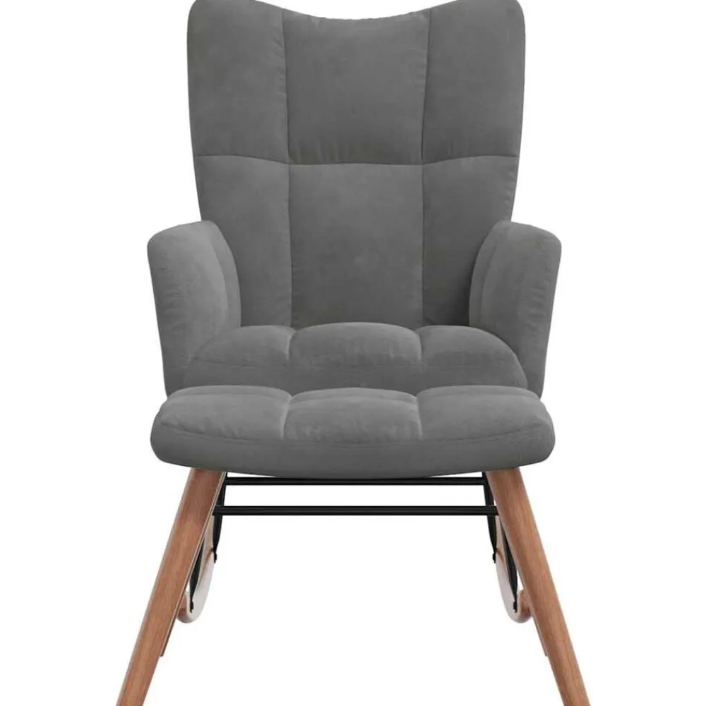 vidaXL Silla mecedora con reposapiés terciopelo Gris oscuro Outlet