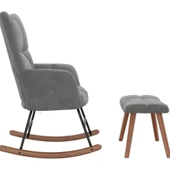 vidaXL Silla mecedora con reposapiés terciopelo Gris oscuro Outlet