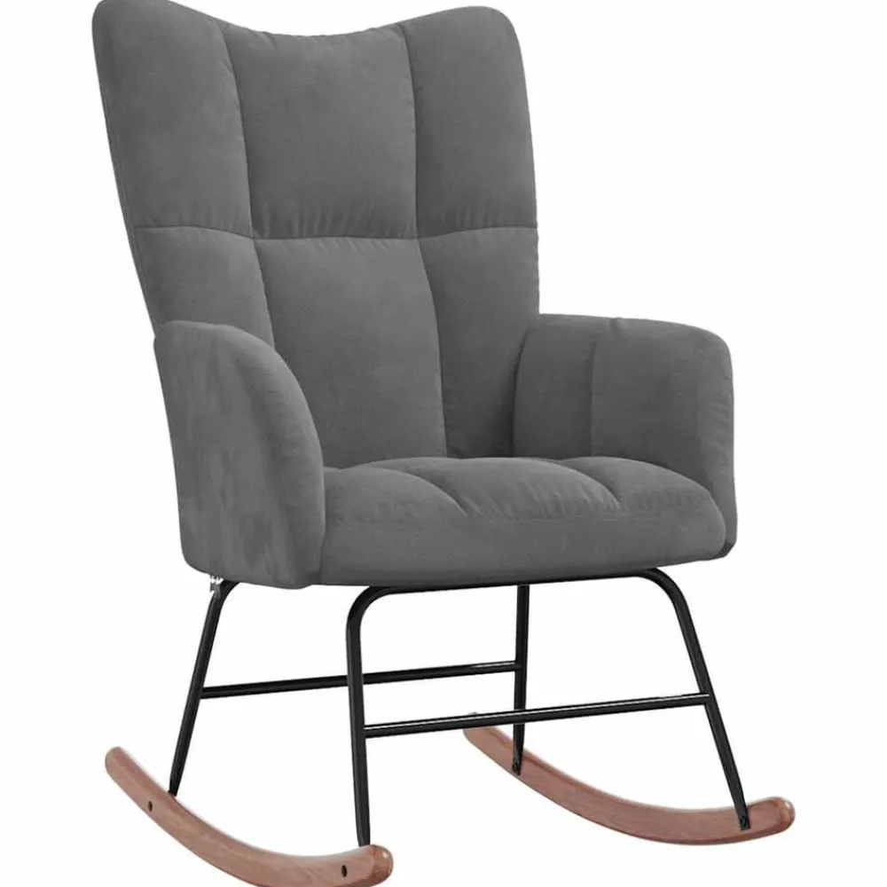 vidaXL Silla mecedora con reposapiés terciopelo Gris oscuro Outlet