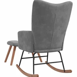 vidaXL Silla mecedora con reposapiés terciopelo Gris oscuro Outlet