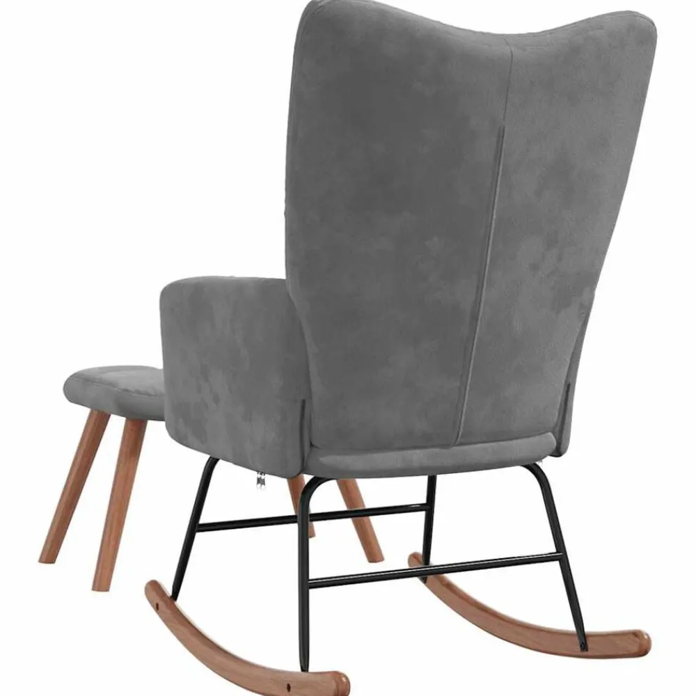 vidaXL Silla mecedora con reposapiés terciopelo Gris oscuro Outlet