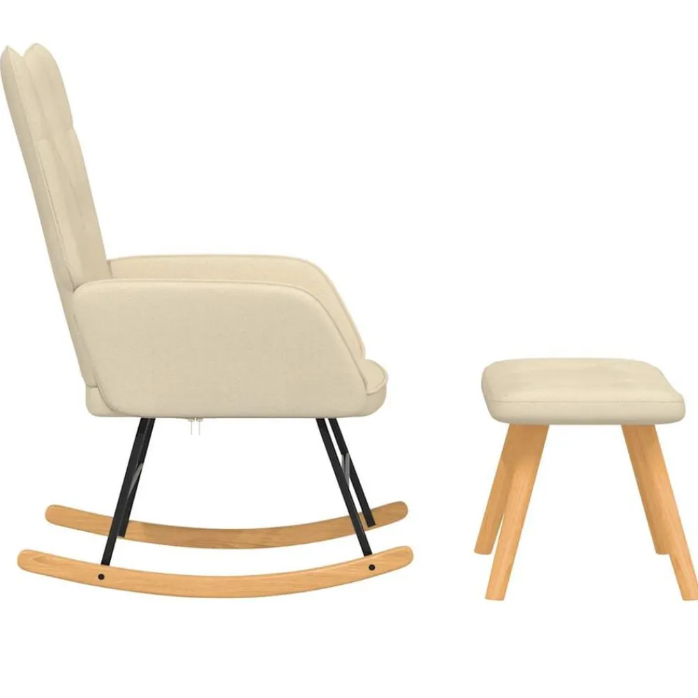 vidaXL Sillas-Silla mecedora con reposapiés tela color