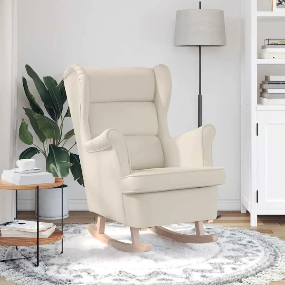 vidaXL Silla mecedora de lino 74x90x102 cm Blanco Hot