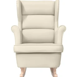 vidaXL Silla mecedora de lino 74x90x102 cm Blanco Hot