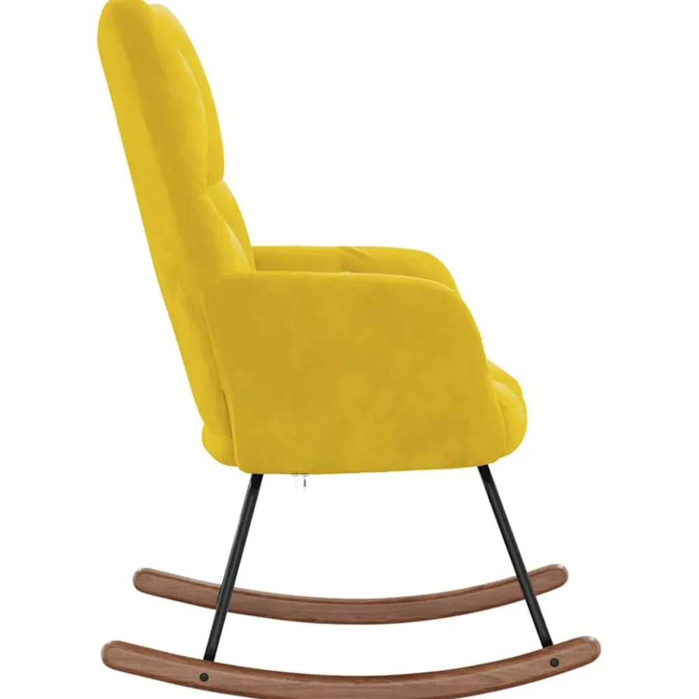 vidaXL Silla mecedora de terciopelo Amarillo mostaza New