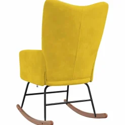 vidaXL Silla mecedora de terciopelo Amarillo mostaza New