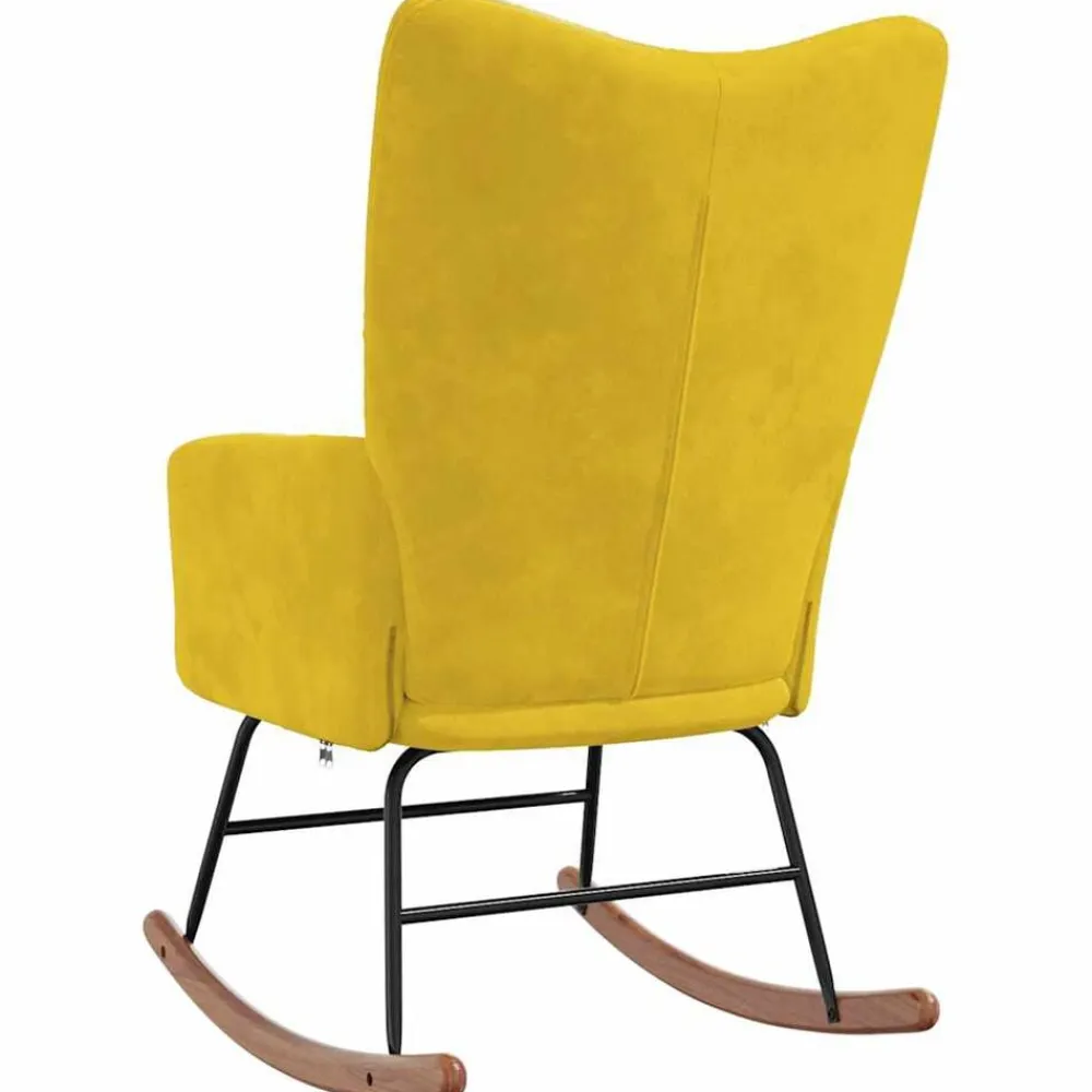 vidaXL Silla mecedora de terciopelo Amarillo mostaza New