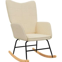 vidaXL Silla mecedora de tela color Crema Sale