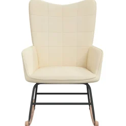 vidaXL Silla mecedora de tela color Crema Sale