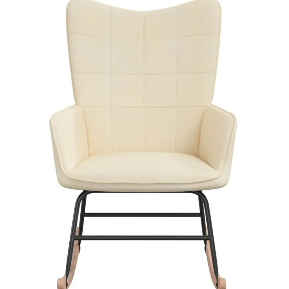 vidaXL Silla mecedora de tela color Crema Sale