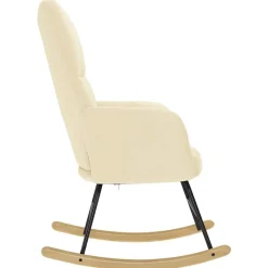 vidaXL Silla mecedora de tela color Crema