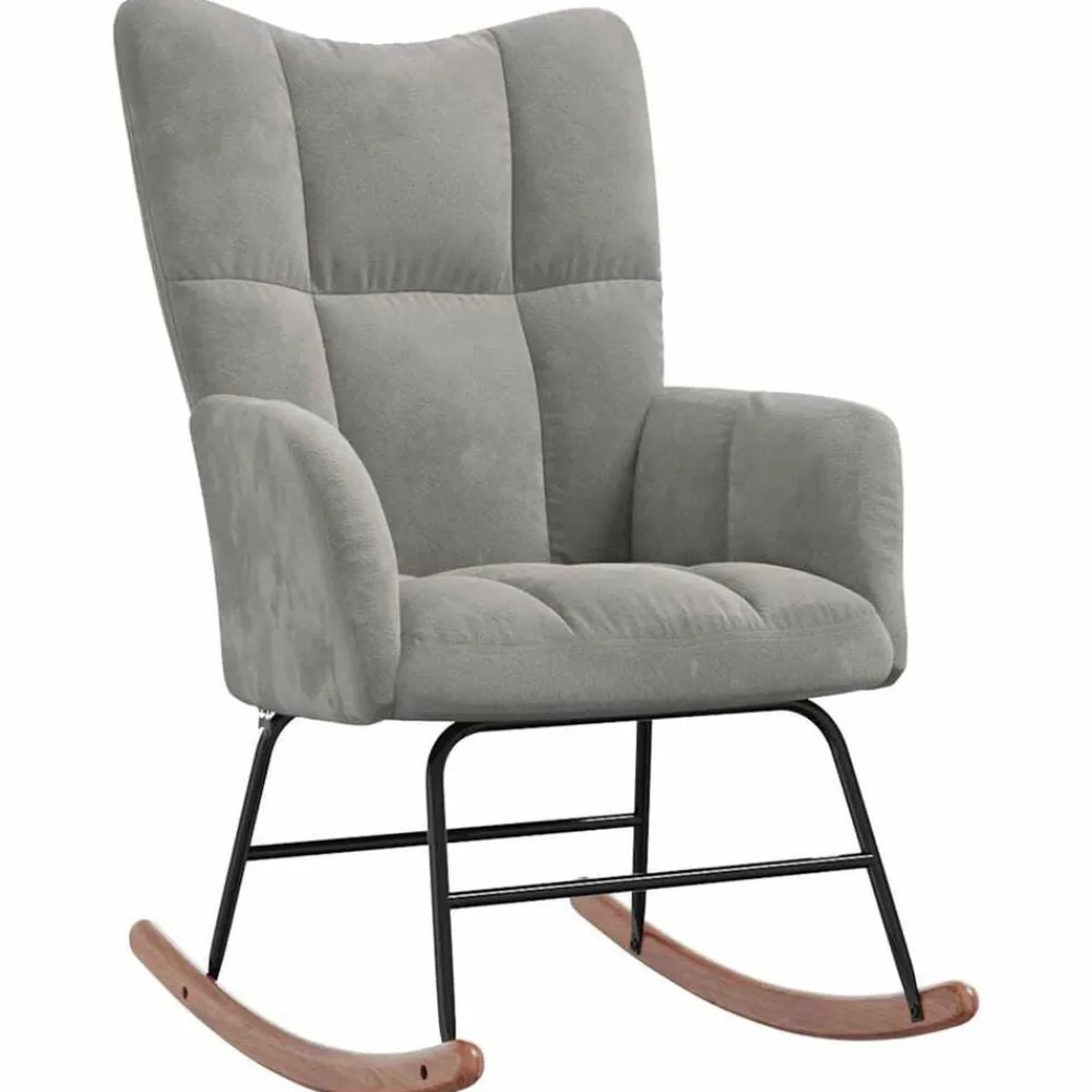 vidaXL Silla mecedora de terciopelo Gris claro Hot