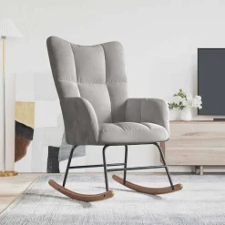 vidaXL Silla mecedora de terciopelo Gris claro Hot