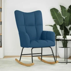 vidaXL Silla mecedora de tela Azul Sale