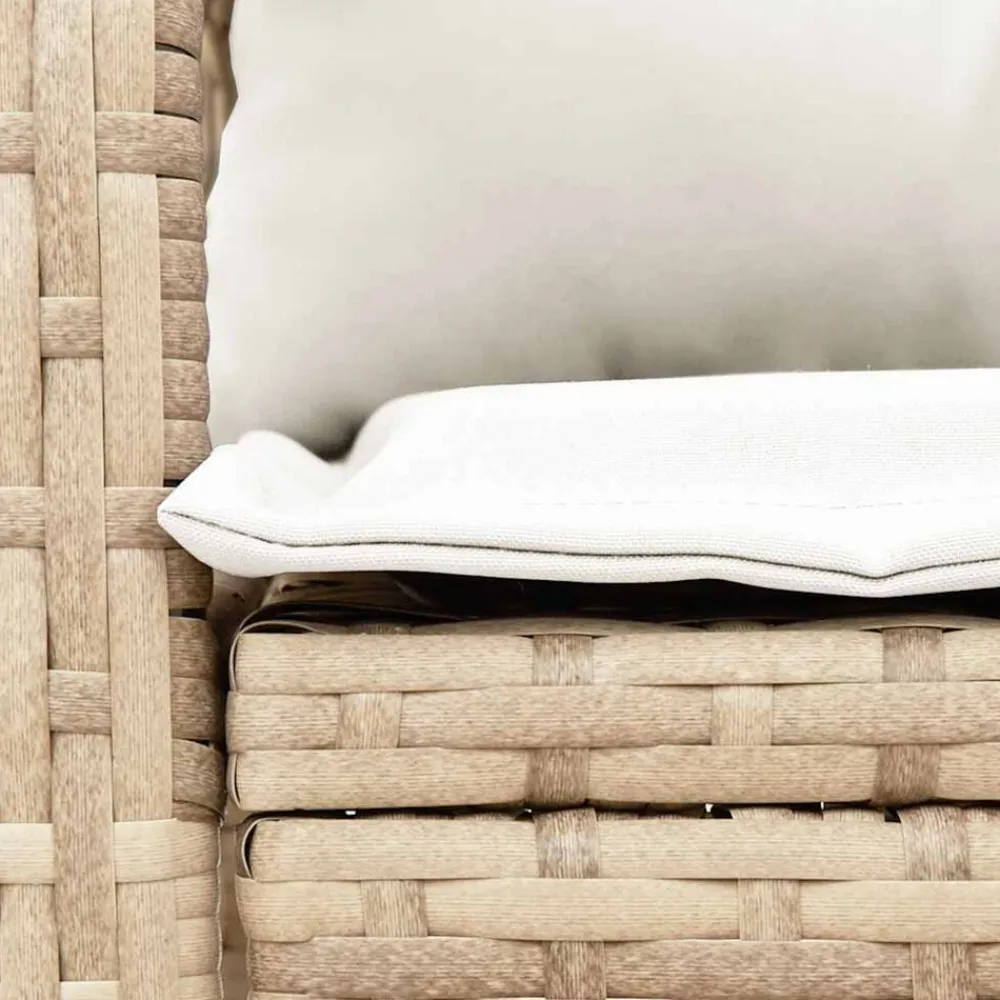vidaXL Muebles De Jardín-Silla mecedora de jardín con cojines ratán sintético beige