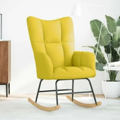 vidaXL Sillas-Silla mecedora de tela amarillo clara