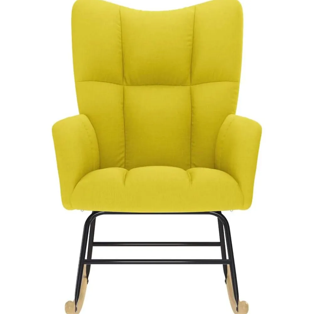 vidaXL Sillas-Silla mecedora de tela amarillo clara