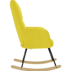 vidaXL Sillas-Silla mecedora de tela amarillo clara