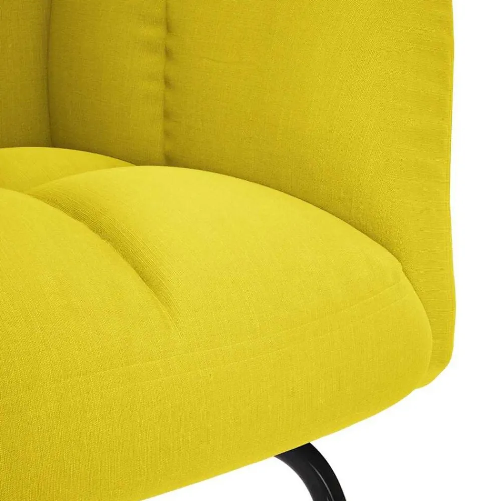 vidaXL Sillas-Silla mecedora de tela amarillo clara