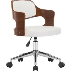 vidaXL Mobiliario De Oficina-Silla oficina giratoria madera curvada cuero sintético