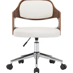 vidaXL Mobiliario De Oficina-Silla oficina giratoria madera curvada cuero sintético