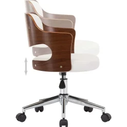 vidaXL Mobiliario De Oficina-Silla oficina giratoria madera curvada cuero sintético