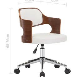 vidaXL Mobiliario De Oficina-Silla oficina giratoria madera curvada cuero sintético