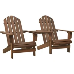 vidaXL Sillas Adirondack de jardín y mesita madera maciza abeto marrón Marrón Best