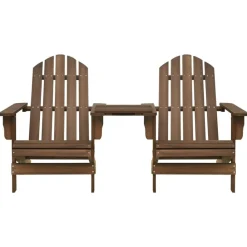 vidaXL Sillas Adirondack de jardín y mesita madera maciza abeto marrón Marr&oacute;n Best