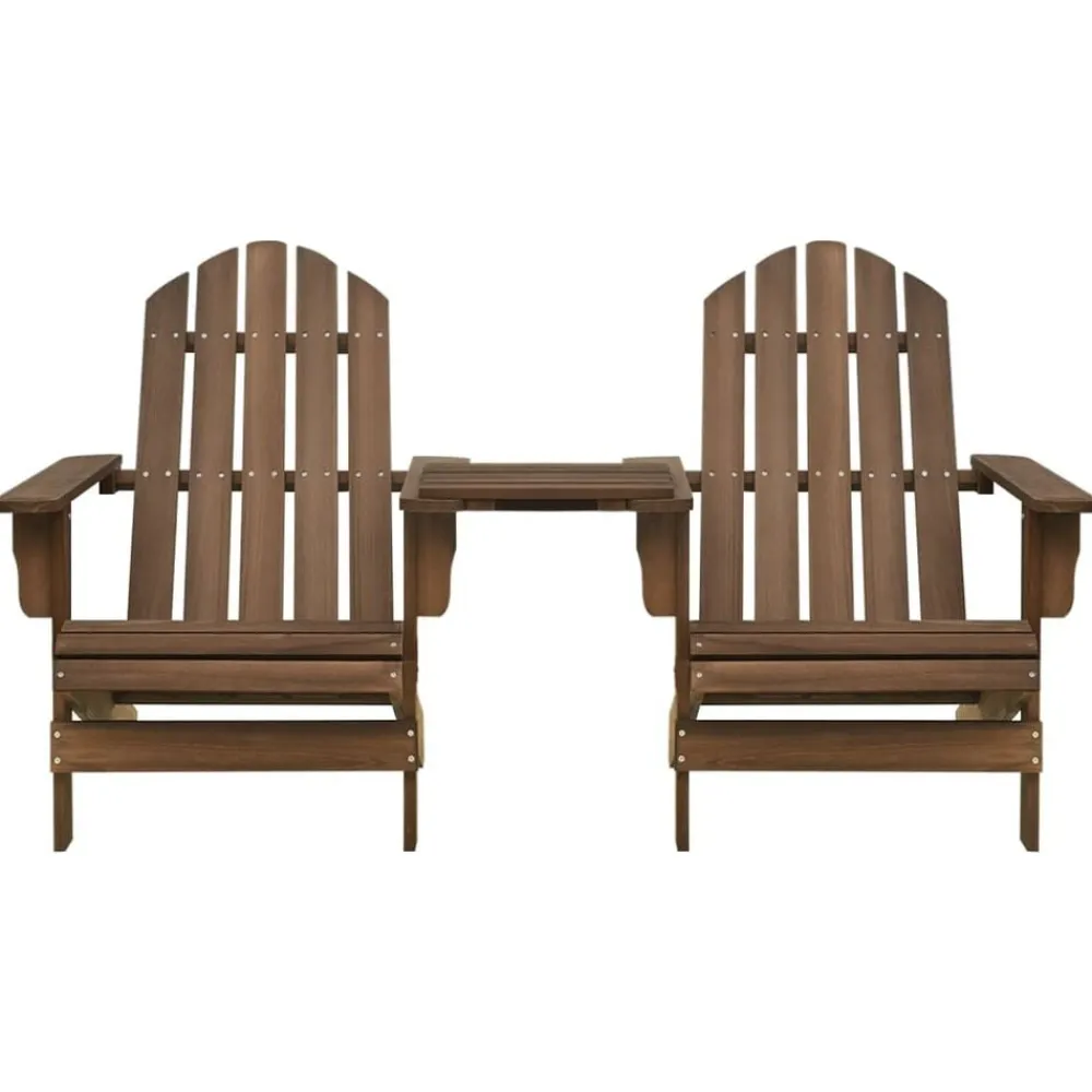 vidaXL Sillas Adirondack de jardín y mesita madera maciza abeto marrón Marrón Best