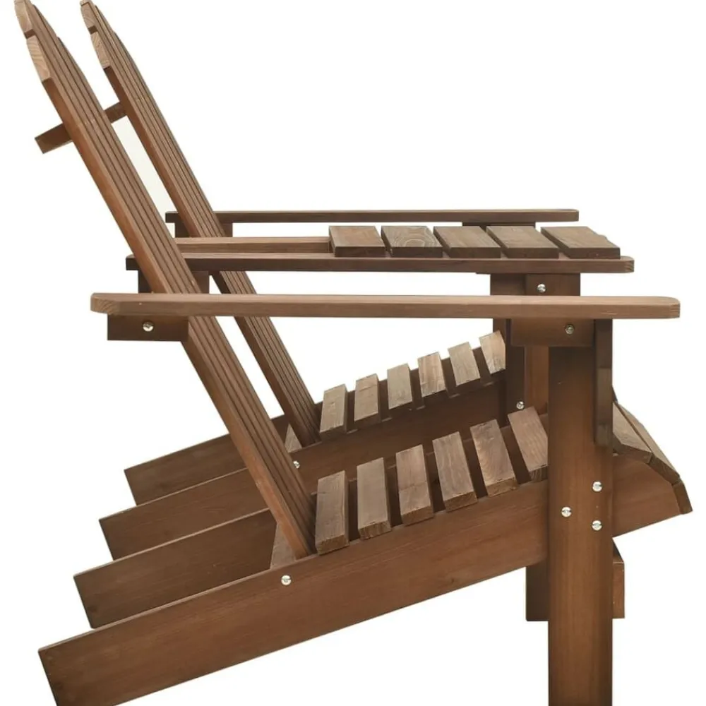 vidaXL Sillas Adirondack de jardín y mesita madera maciza abeto marrón Marrón Best