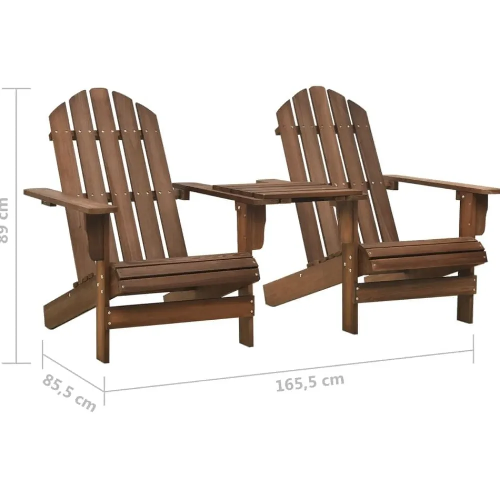 vidaXL Sillas Adirondack de jardín y mesita madera maciza abeto marrón Marrón Best