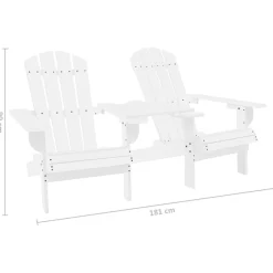 vidaXL Sillas Adirondack de jardín y mesita madera maciza abeto Blanco Hot