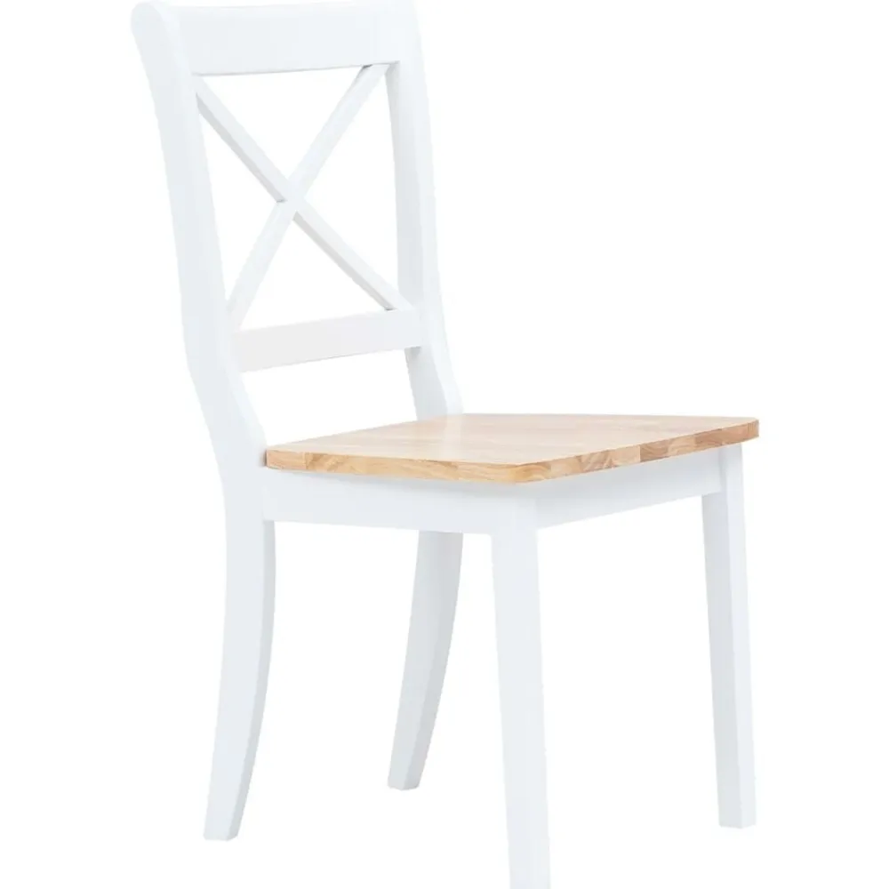 vidaXL Sillas comedor 2 uds madera maciza caucho blanco y madera claro blanco y natural Outlet