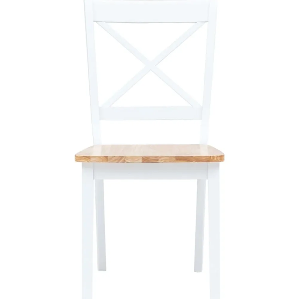 vidaXL Sillas comedor 2 uds madera maciza caucho blanco y madera claro blanco y natural Outlet